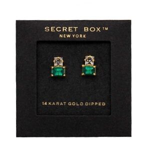 CZ Emerald Baguette Studs